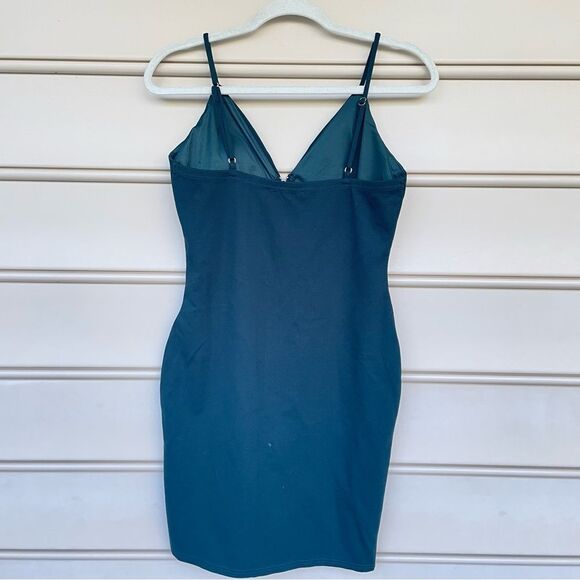 Haute Monde Green Bodycon Mini Dress with Front Zipper Size Large - Picture 6 of 9